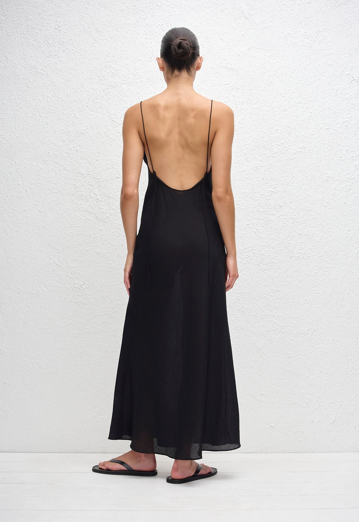 Sheer Wool Bias Dress - Black - Matteau