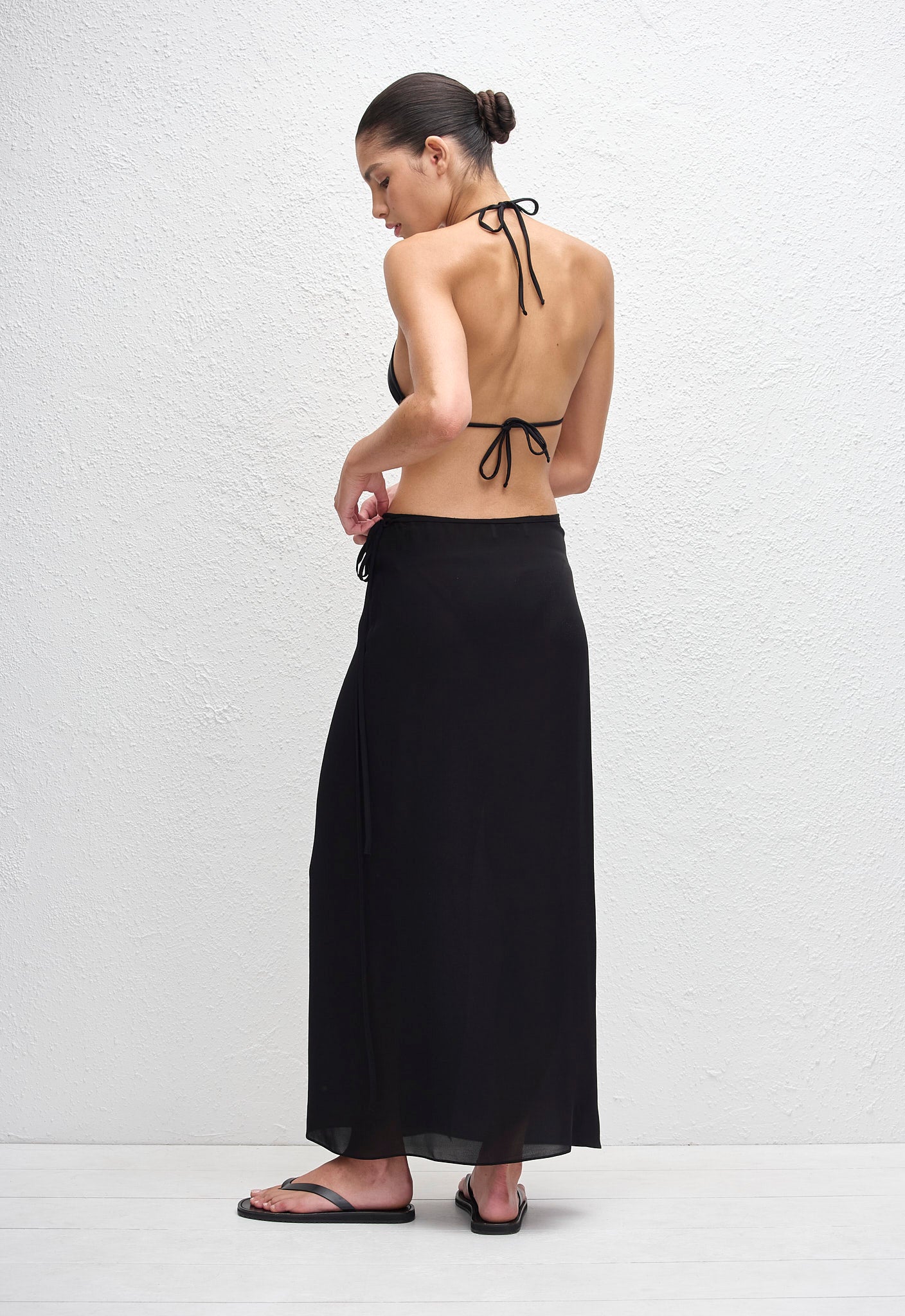 Sheer Wrap Skirt - Black - Matteau