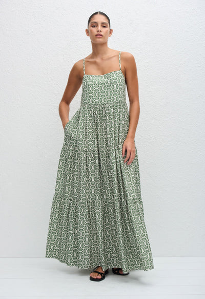 Tiered Low Back Sundress - Vetiver - Matteau