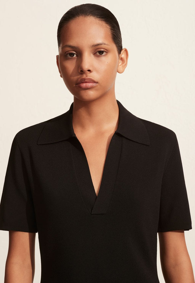 Polo Knit Dress - Black - Matteau