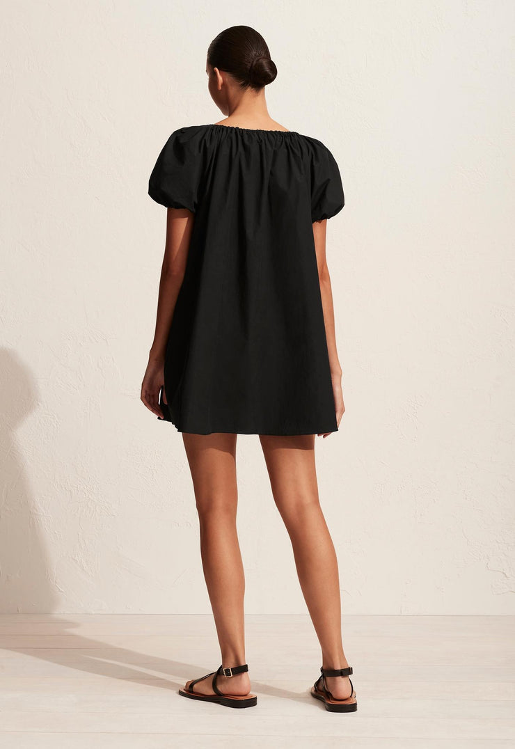 Drawcord Mini Dress - Black - Matteau