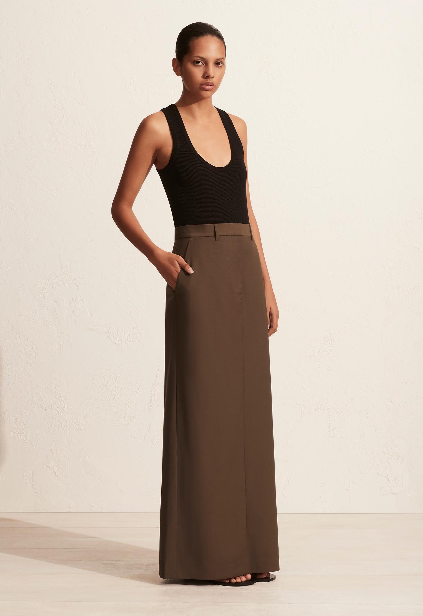 Relaxed Tailored Skirt Coffee - Matteau