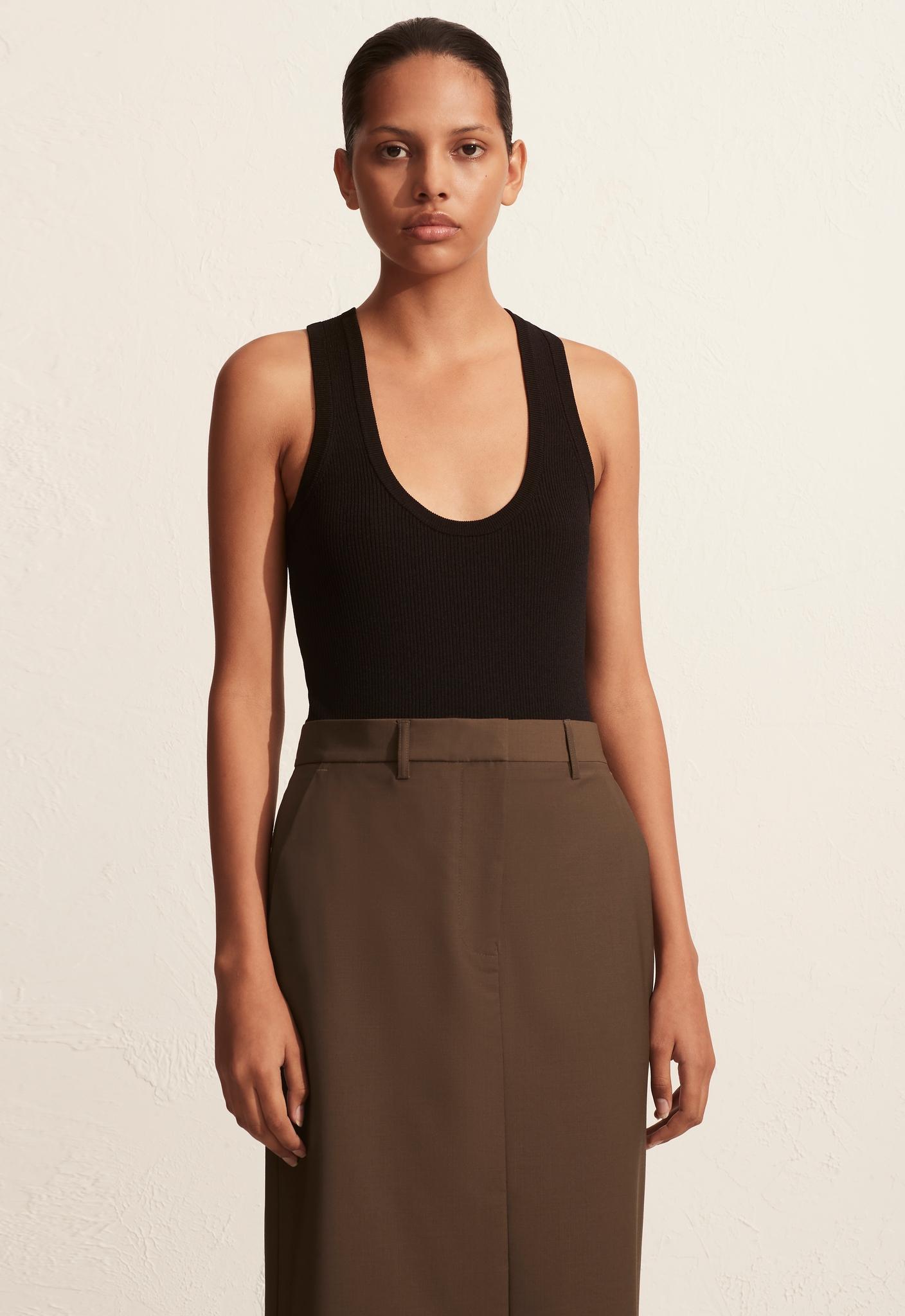 Relaxed Tailored Skirt Coffee - Matteau