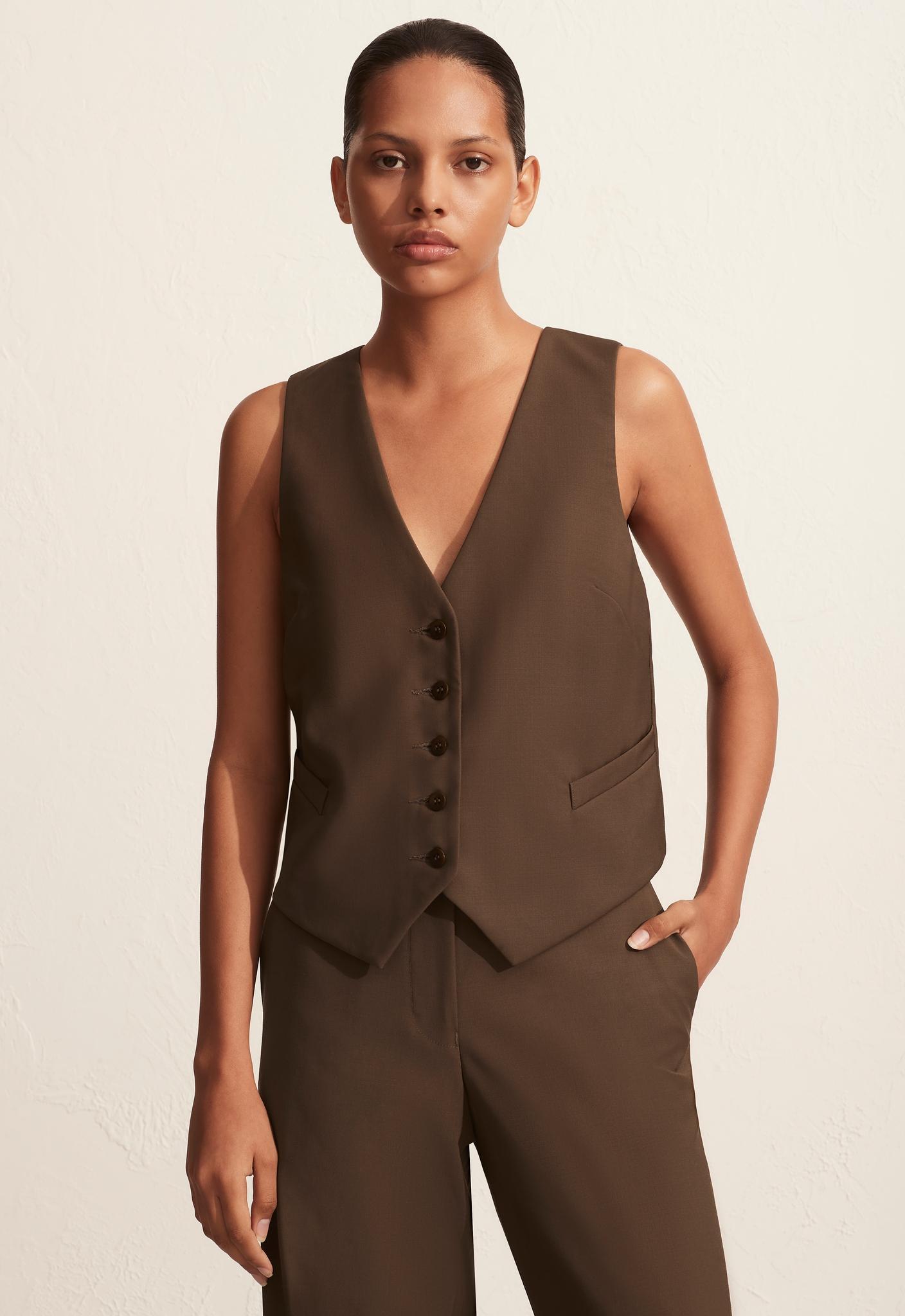 Tailored Waistcoat Coffee - Matteau