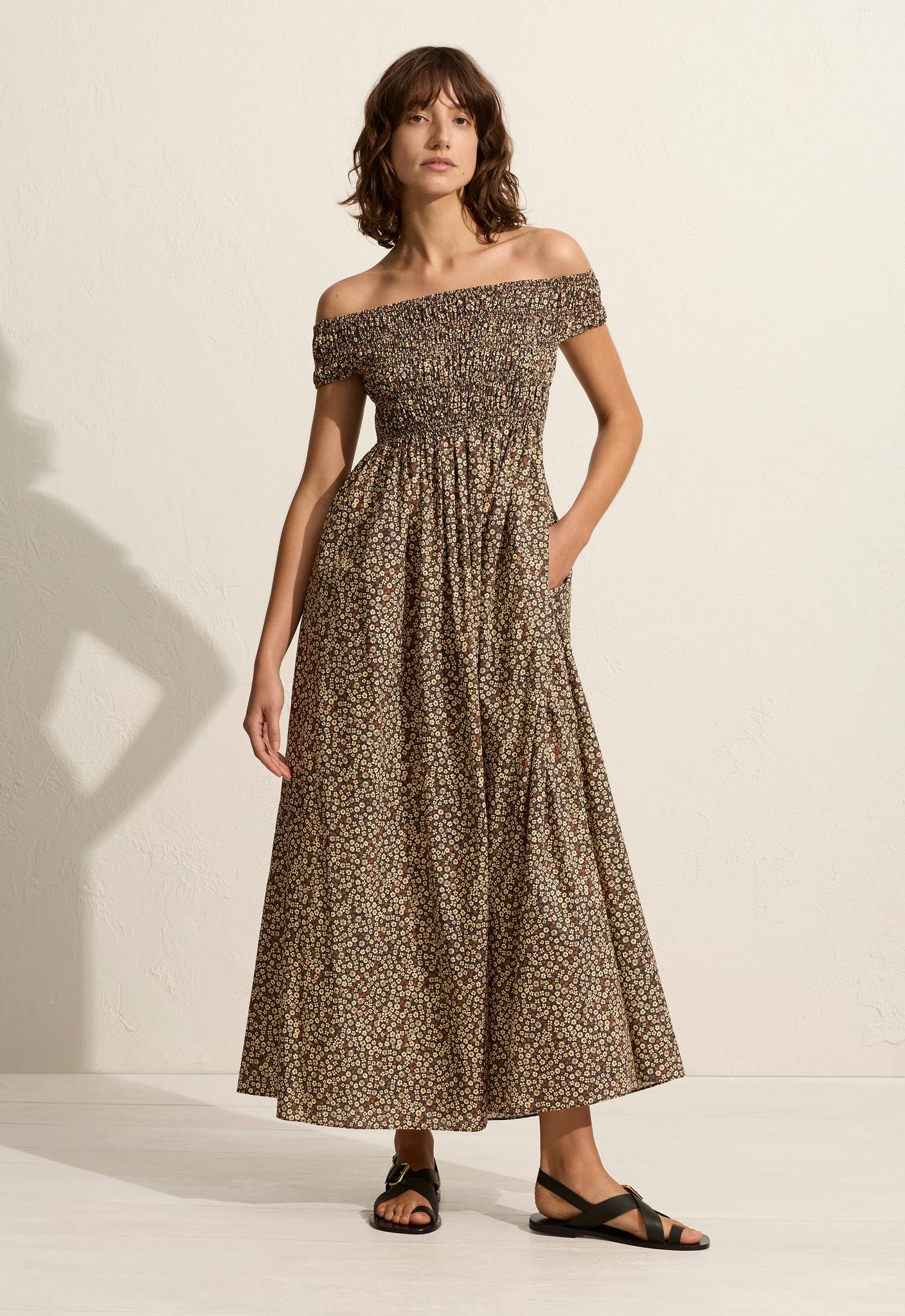 Shirred Off The Shoulder Dress - Matteau