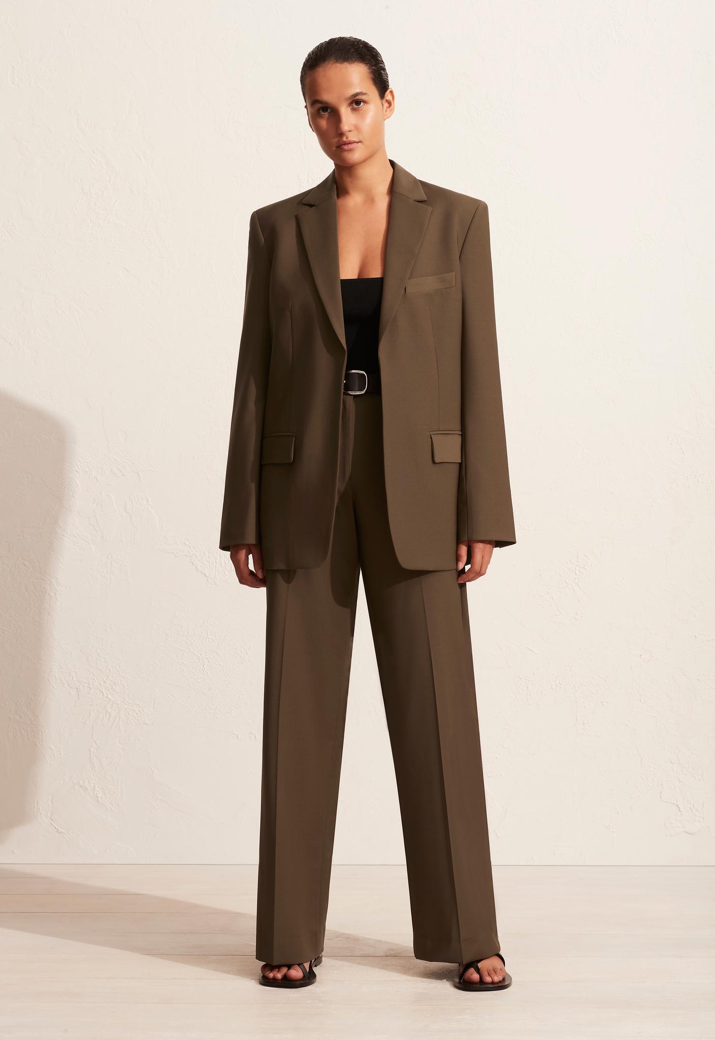 Relaxed Tailored Trouser Coffee - Matteau