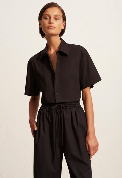 Relaxed Short Sleeve Shirt - Black - Matteau