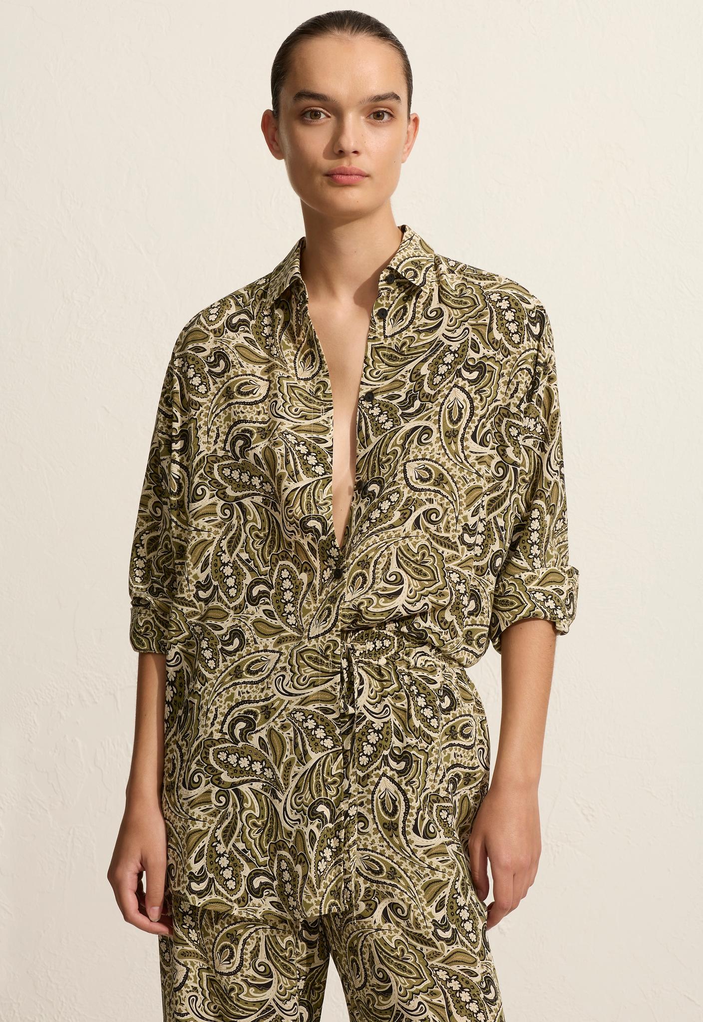 Long Sleeve Silk Shirt Paisley - Matteau