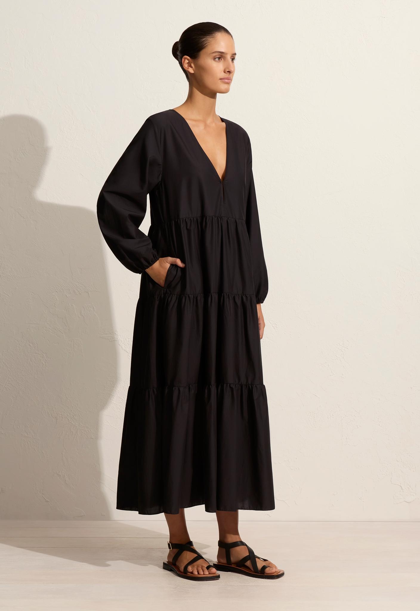 Long Sleeve Tiered Dress - Matteau